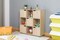9-Cube Wooden Storage Organizer with 5 Enclosed Cabinet Doors and 4 Open Shelves, Freestanding Cubby Bookcase for Bedroom, Living Room, Office, Closet, or Playroom